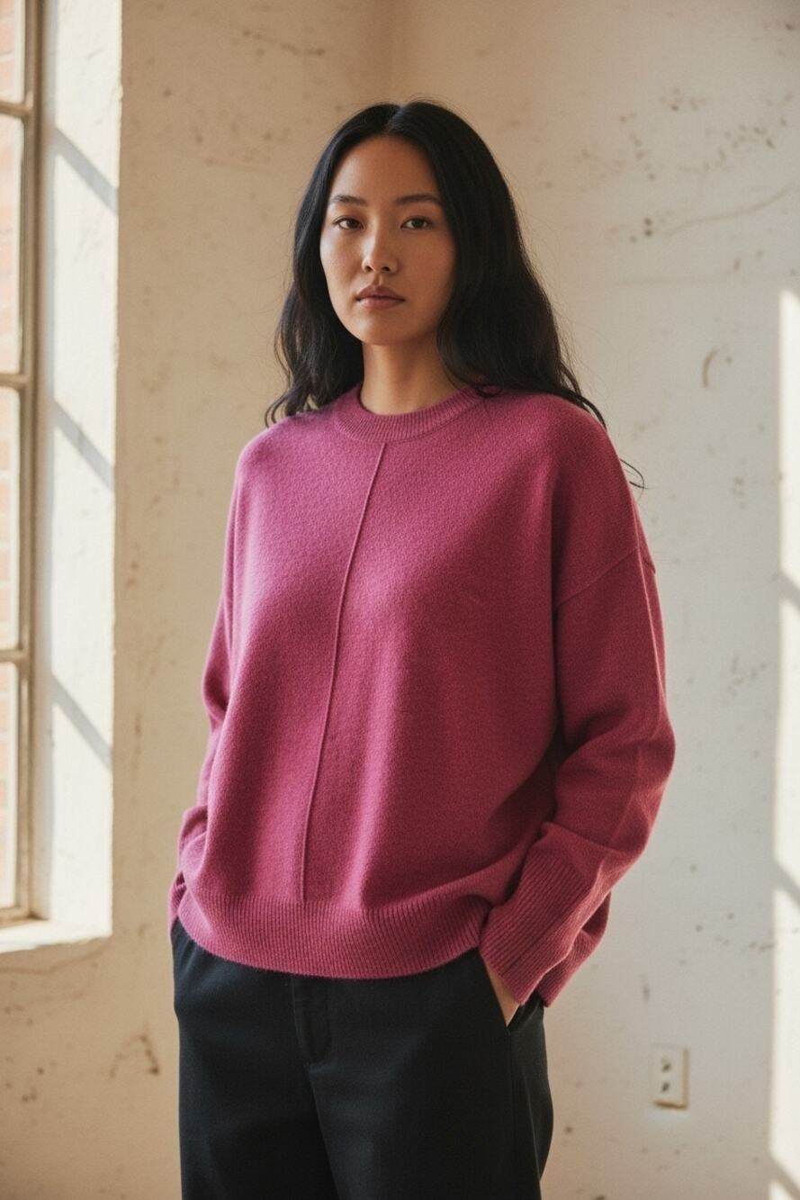 Vince Camuto Crewneck Pullover Sweater Size: Medium Color: Paradox/Hot Pink